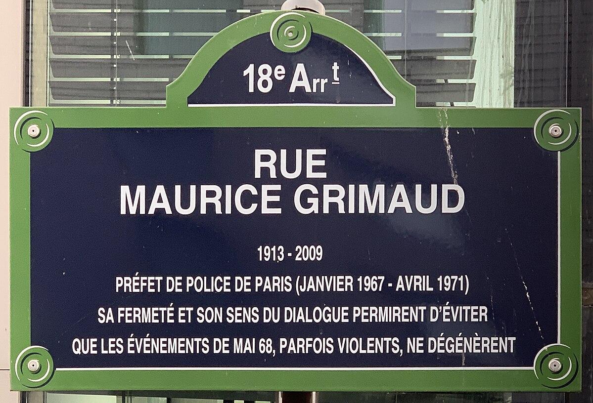 Plaque rue maurice grimaud paris xviii fr75 2021 05 20 1